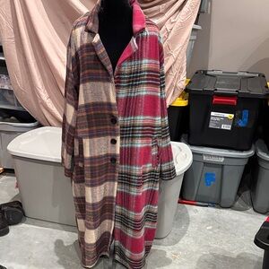 Coco + Carmen Multicolor Plaid Cape Coat